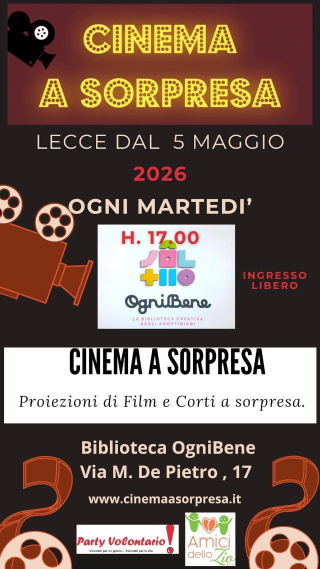 Proiezione cortometraggi a sorpresa, maggio 2026, Lecce